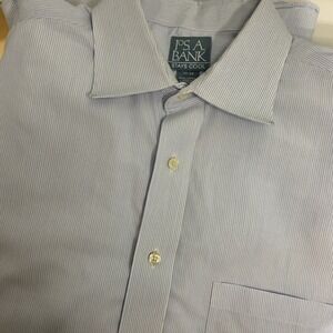 Jos A Bank Stays Cool Blue Pin Stripe LS Cotton‎ Dress Mens Shirt 17-34